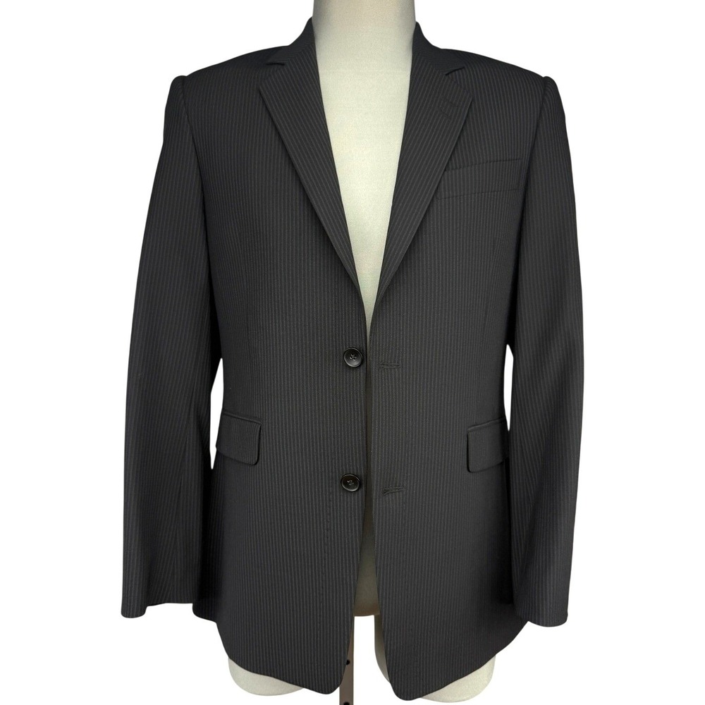 PHILIPPE DUBUC  Wool Blend Stretch Sport Coat Black Pinstripe Men's Blazer‎ 38R - Picture 4 of 6